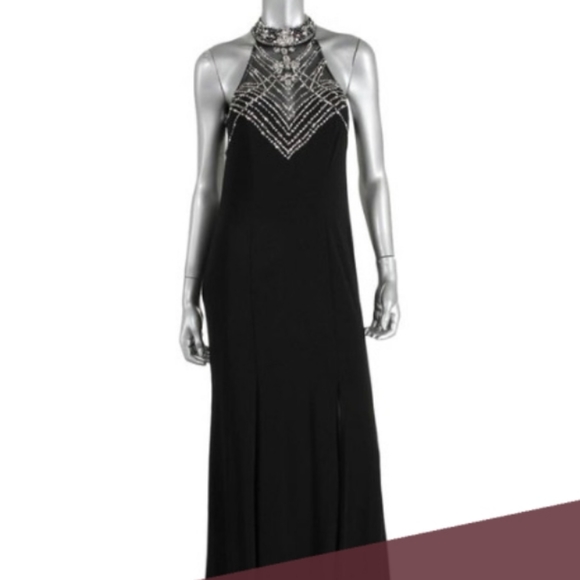 Joanna Chen Embellished Illusion Halter Gown - Picture 2 of 16